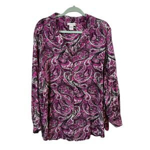 Soft Surroundings Paisley Button‎ Down Shirt size 1X